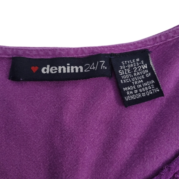 Denim 24/7   Women's 22W     Asymmetrical hem    Tunic    Top  Purple - Picture 2 of 10